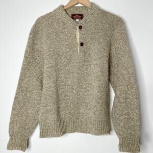 Vintage 80s Coastal Academia Fisherman Henley Quiet Luxury Grandpa Sweater M